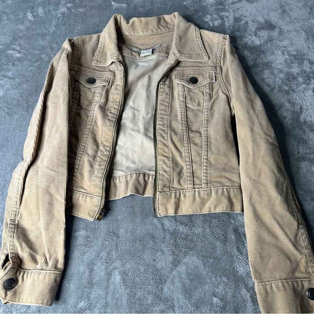 Vintage Y2K Abercrombie Tan Corduroy Jacket kids Size Small 4/5